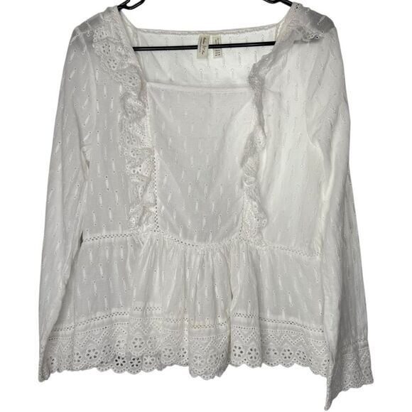 Anthropologie Meadow Rue Cream Lace Blouse sz 10 - Picture 2 of 7